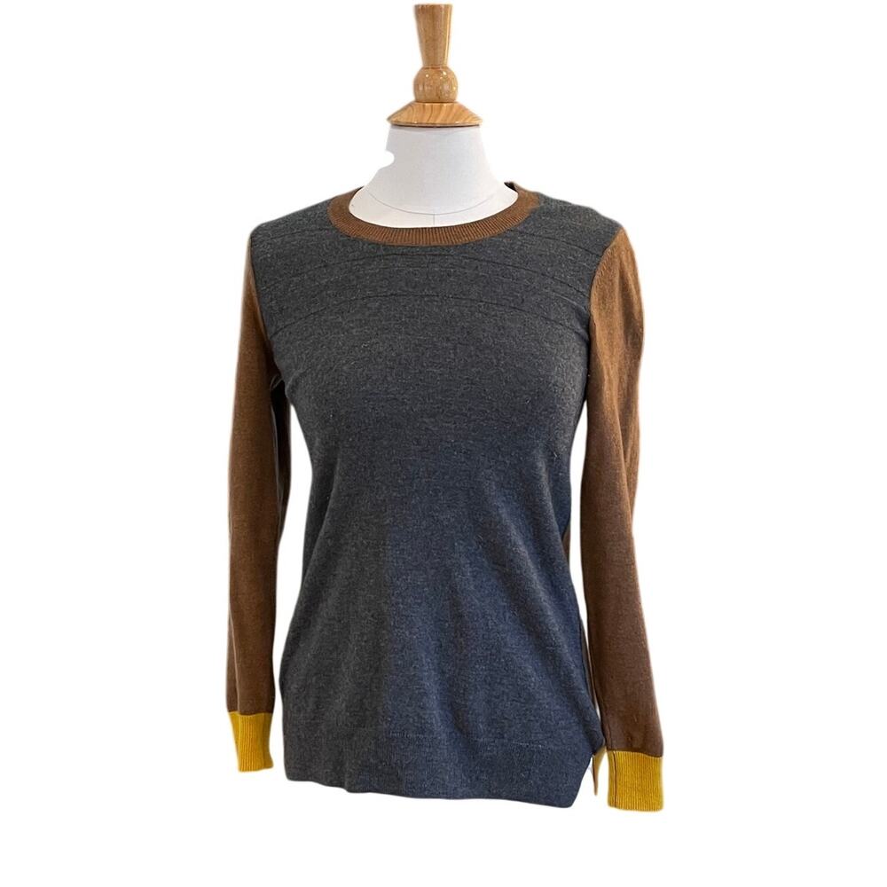 Toad & Co Lambswool Blend Colorblock Neutrals Trillium Crewneck Sweater, S
